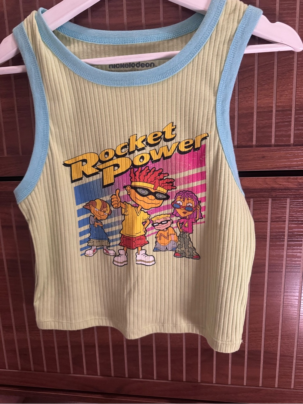 Nickelodeon women’s "Rocket Power" green Tank Top with Blue Trim